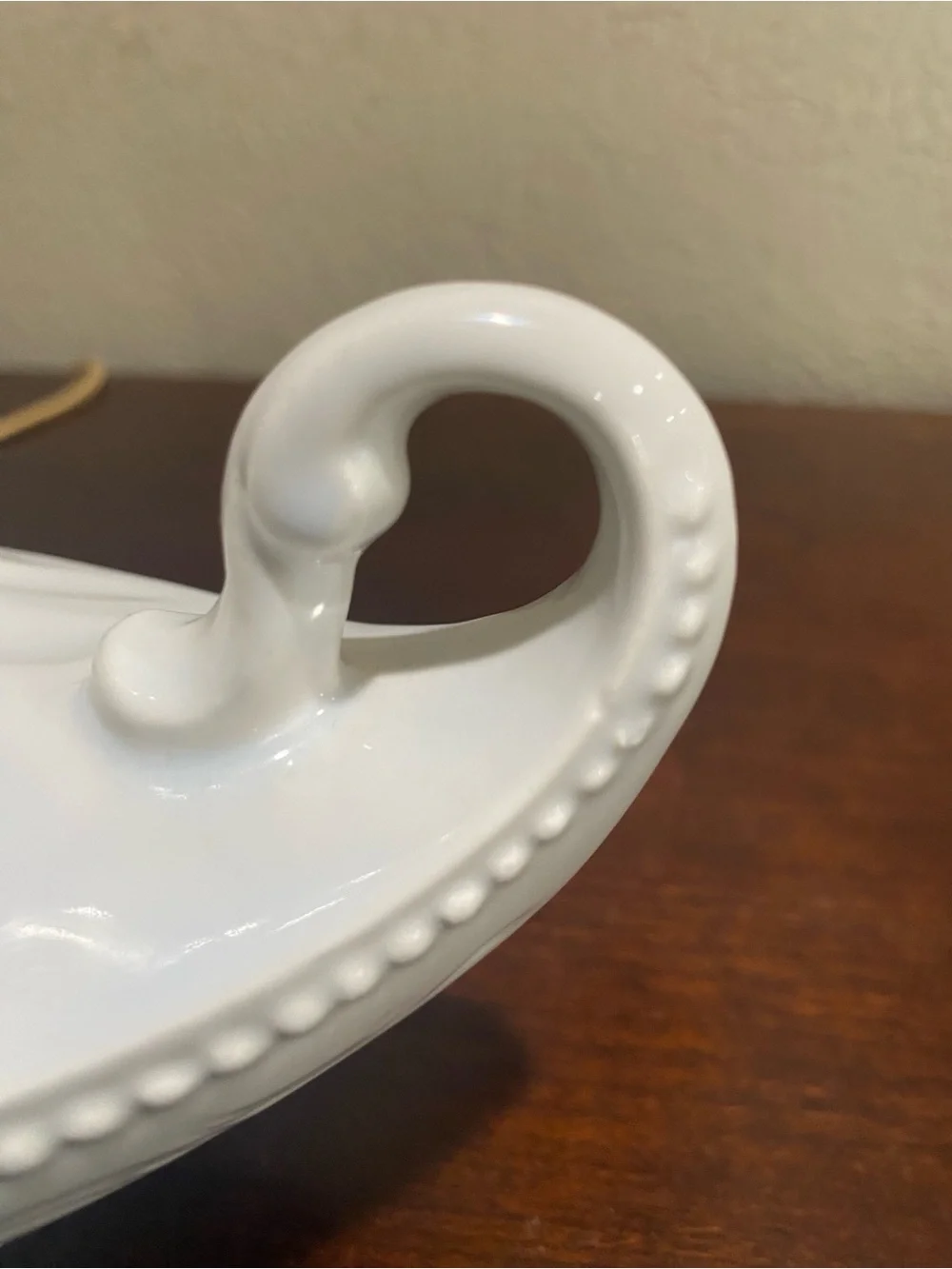 Vintage, Milk Glass Electric Hurricane Lamp, Wide Handled Base and Glass Chimney